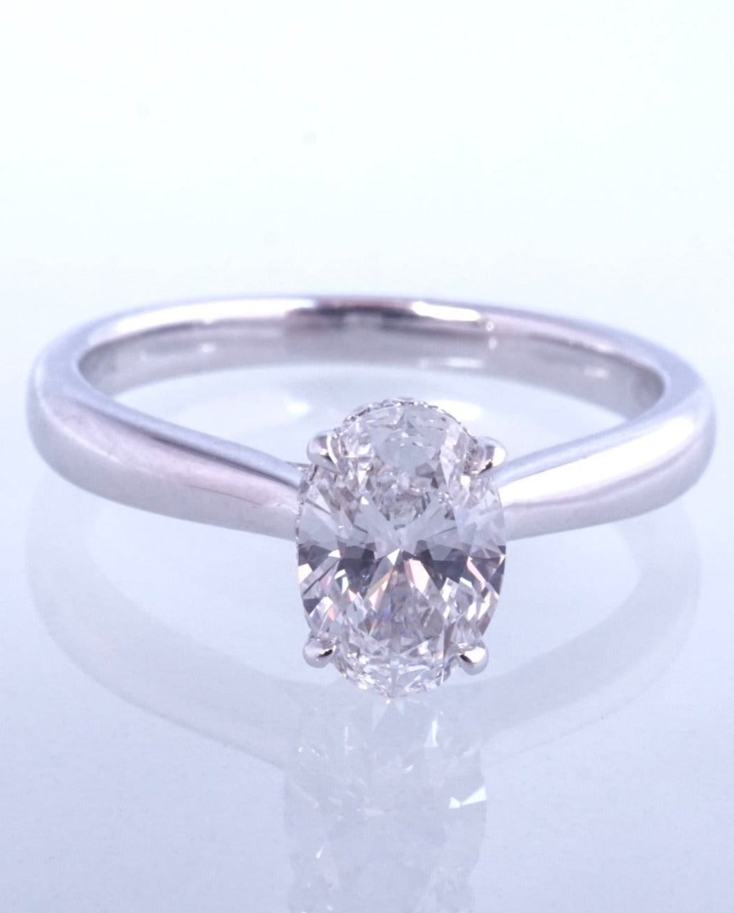 18k White Gold Oval Diamond Underhalo Engagement Ring
