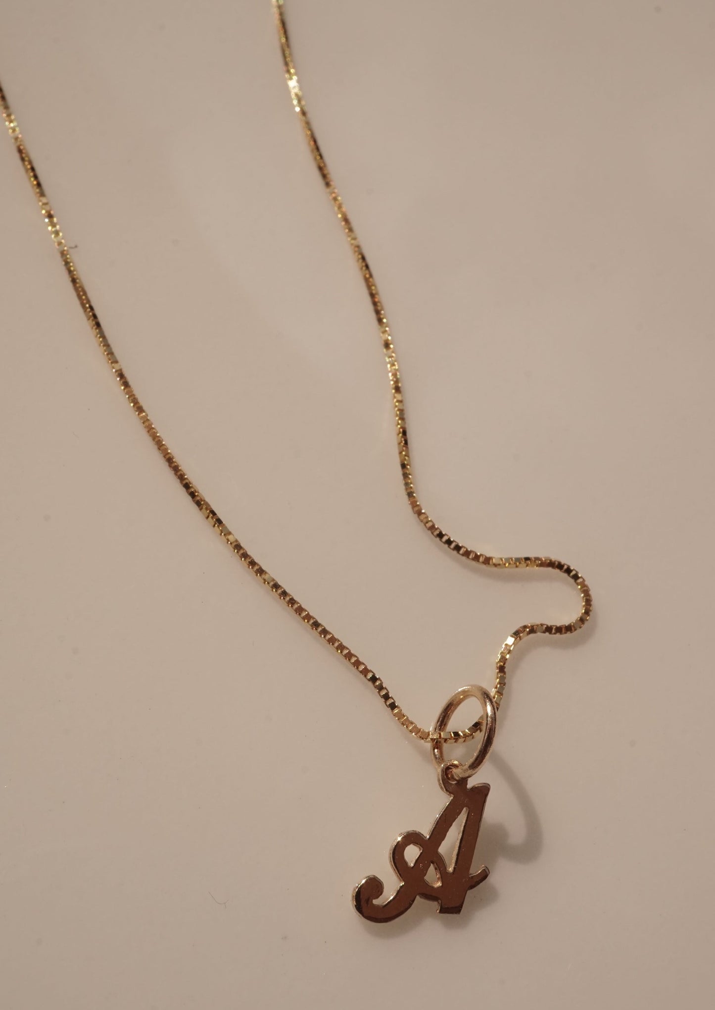14k Gold Mini Initial Box Necklace (chain & charm)